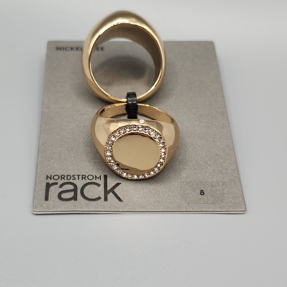 Nordstrom Rack Gold Tone Rings Set of 2 Size 8 Modern Minimalist Jewelry - Picture 1 of 4